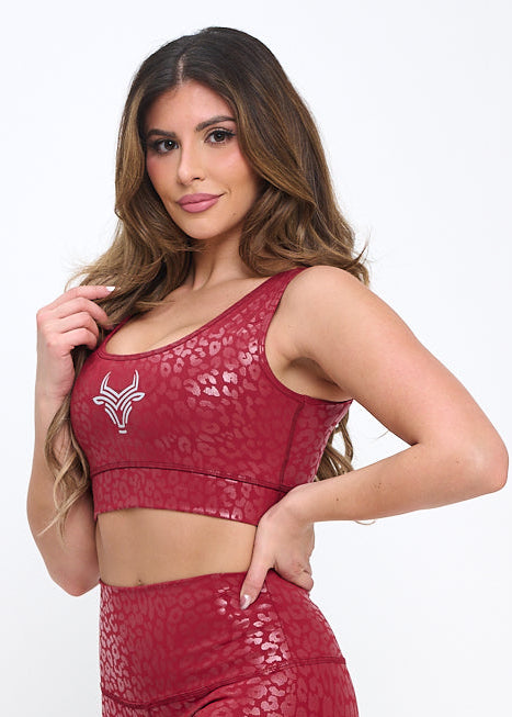 Bullish Mentality Women's Red Leopard Sports Bra